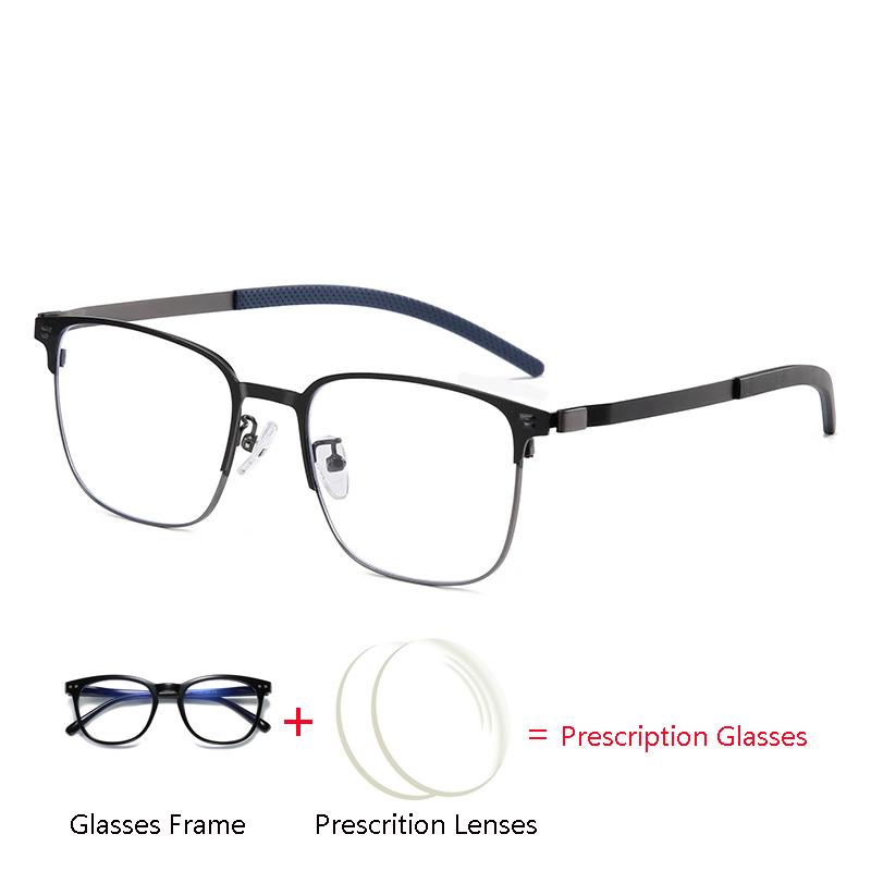 Dünn und Leicht Anti-Blaulicht Quadratisch Computer-Sehbrille Damen Herren Metall Optische Gläser Mit Rezept