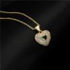 Wukalo Latest Stylish Fashionable Real Gold Tone Color Heart Shaped Pendant Pendant Necklace Temperament Jewelry Shiny Aaa Women Zircon Stone Wedding