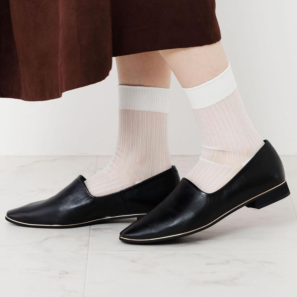 Himiko Metal Line Soft Leather Flat Pumps / 653101 Black 265