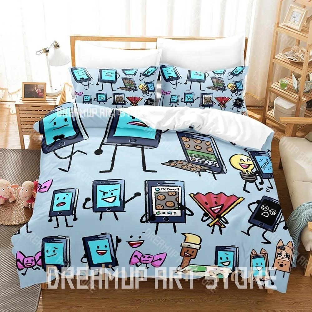 3D tisk BFDI Inanimate Insanity Povlečení Jednolůžko Twin Plné Queen King Velikost Postelový Set Ložnice pro Dospělé Povlaky na Peřinu Anime Postel