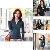 Design Feeling Color Block Mock Two Piece T Shirt For Women With Stretch Cotton For Office Wear
