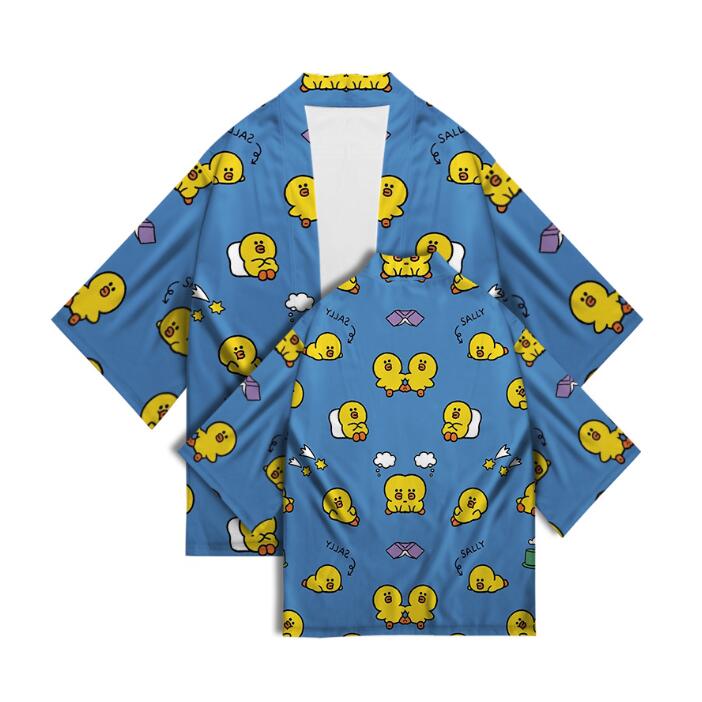 

Летние этнические японские топы с животным принтом, кимоно унисекс