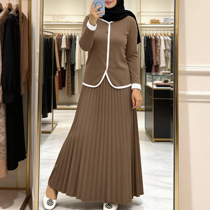 ZANZEA Women Long Sleeve Blouse and Long Skirts Casual Two Piece Suit Sets