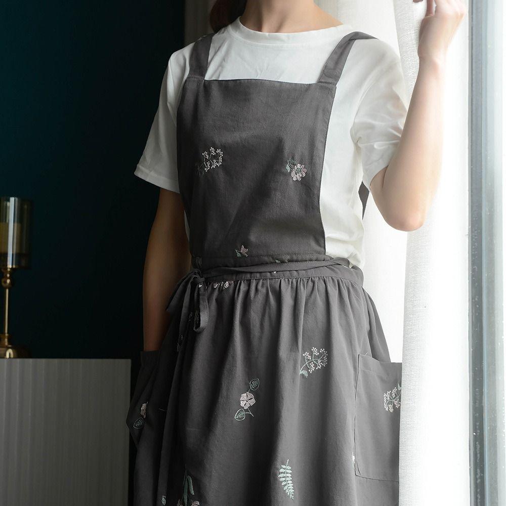 X-Back Kitchen Cooking Apron Cotton Waiter Extended Aprons Portable Cleaning Apron Restaurant Use