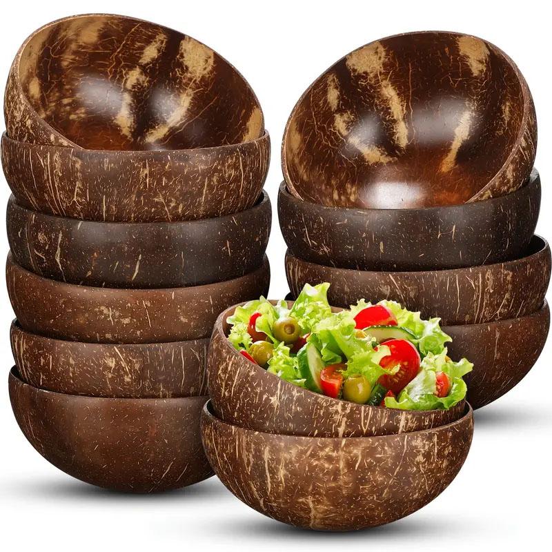 Natural Coconut Bowls Sets Reusable Coconut Bowls And Wooden Spoon For Dessert Yogurt Fruit Salad Smoothie Kitchen Tableware