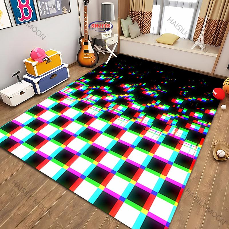 1PC Pixel Pattern Sword Printed Carpet Computer Room Game Room Non-slip Decorative Mat Livingroom Bedroom Office Large Area Rug