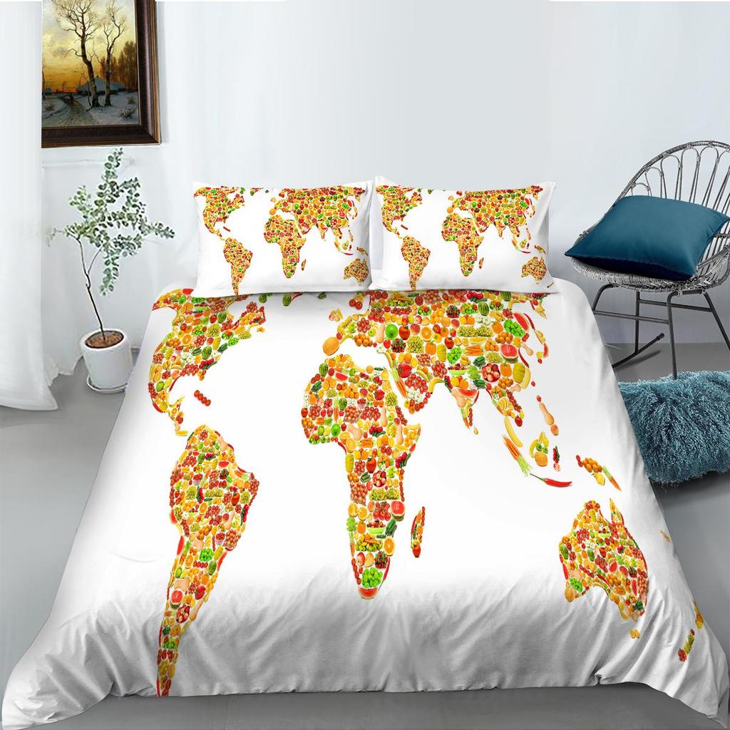 2023 New Style Map Duvet Cover Set King Queen Size Bedding World Luxury Quilt Cover 3D Boy Girl Man Woman Soft Bedding Sets