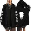 Womens Berserk Anime Print Zip-Up Hoodie Casual Loose Sweatshirt