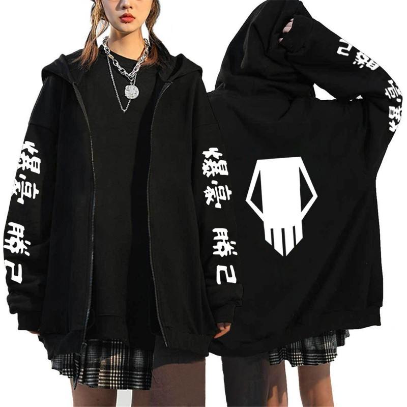 Womens Berserk Anime Print Zip-Up Hoodie Casual Loose Sweatshirt