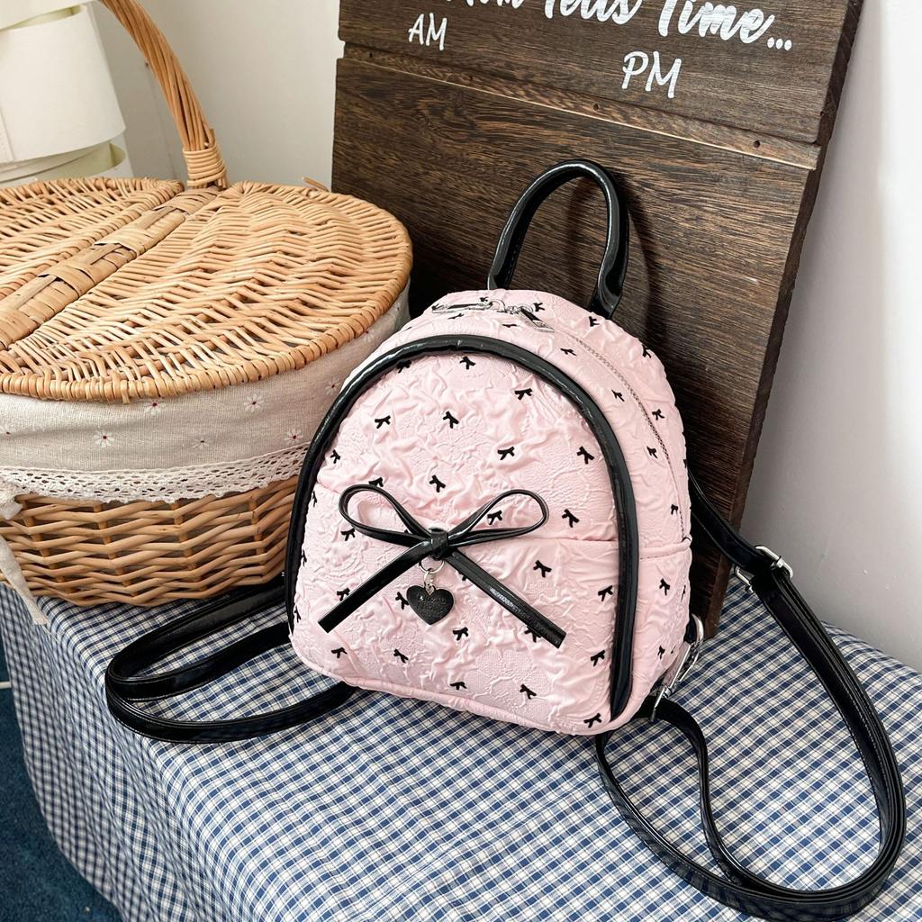 Schoolbag new children's cute bento bag portable backpack bow rope apple student work shopping bag