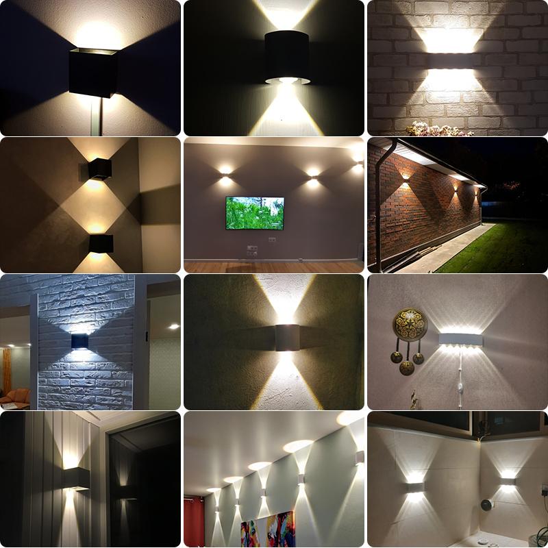 Lămpi de perete cu LED Aplică de perete interioară IP65, aluminiu, rezistent la apă, pentru interior, exterior, lămpi de perete, pentru exterior, pentru sufragerie