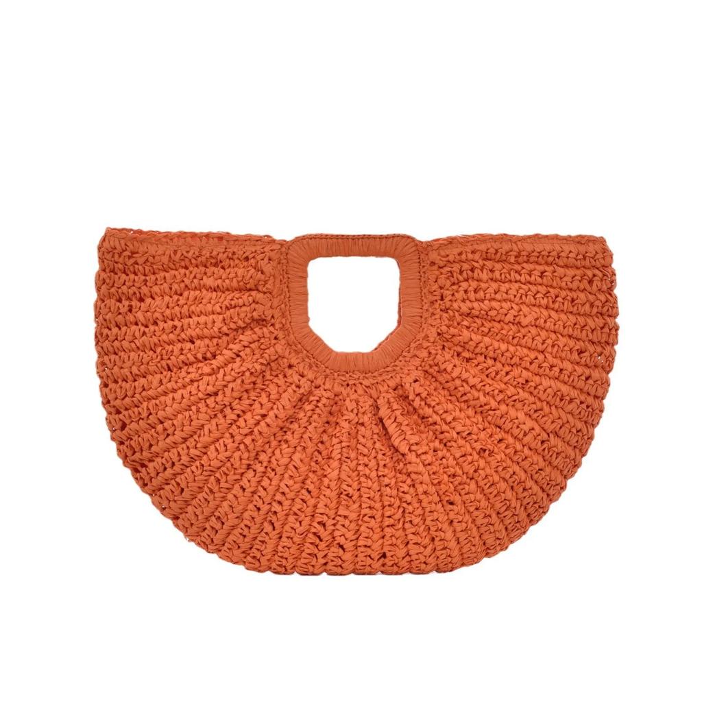 Casual Rattan Wicker Tote Bag Large Capacity Woven Designer Beach Bag Women's Straw Summer Half-moon Beach Handbag Shopper Tote
