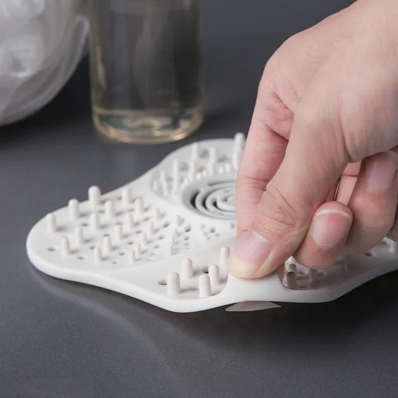 2pecs Kitchen Sink Filter Sewer Hair Filter Bathroom Block Square Suction Cup Floor Drain Cover Piece Black and White Accessories