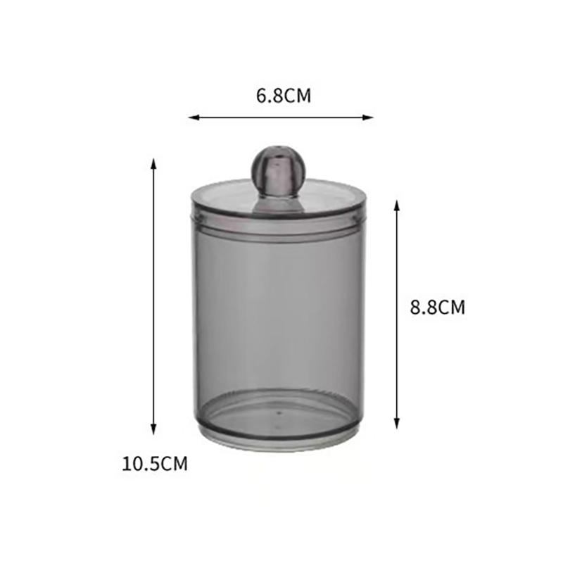 1 Pcs Cotton Swab Organizer Storage Bamboo Cover Acrylic Round Organizer Makeup Storage Box Container Organizadores