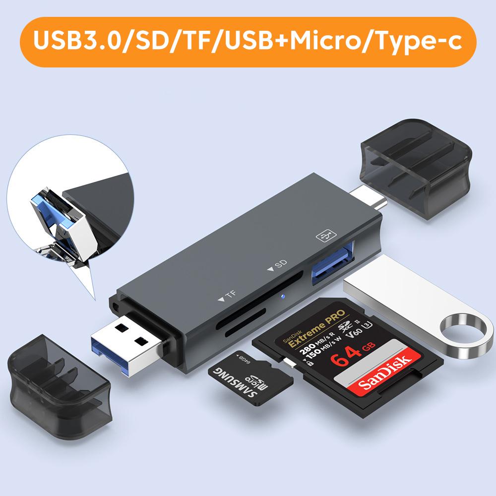 Xiaomi 5 In 1 Multifunction Card Reader USB 3.0/Type C To SD Micro TF CF Card Reader for PC Laptop High Speed Memory SD Card Reader