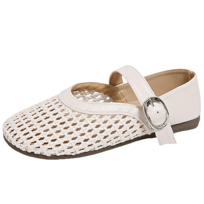 Flat bottom soft leather soft bottom is not tired, flat bottom shallow mouth single shoes 2025 new popular women's one-pedal lazy shoes