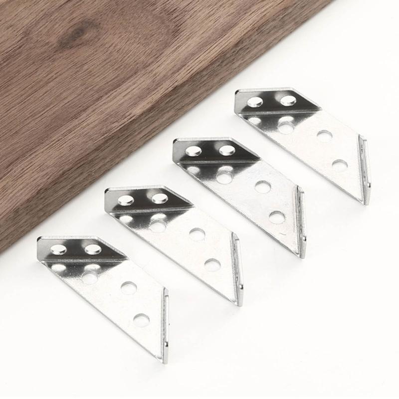 Set of 20 Triangle Mounting Connectors Stainless Steel Corner Brackets Convenient for Strengthening Furniture Joints