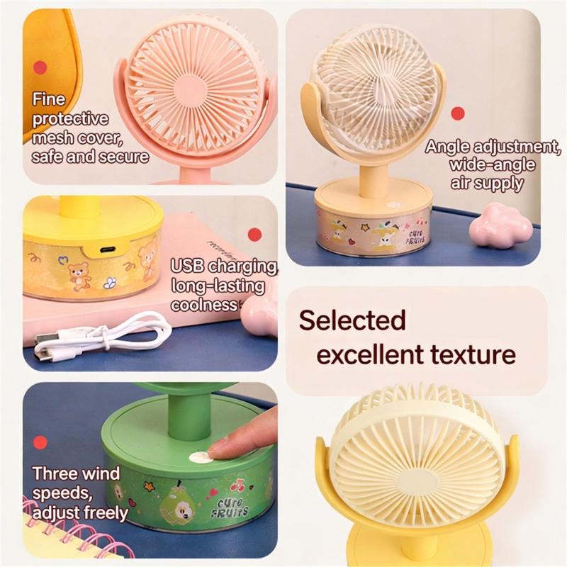 Practical Small Cooling Fan Air Circulation Fan with Adjustable Speed & Light Suitable for Indoor Desk Table Mounting