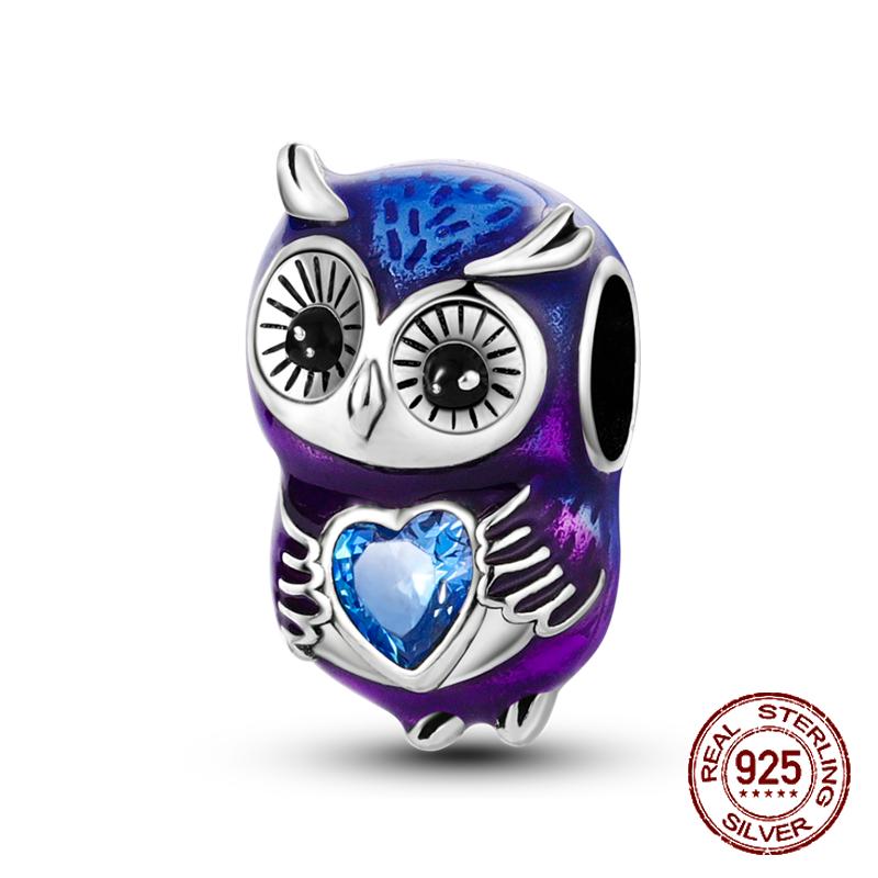 925 Sterling Silber Lila Perlen Blume Schmetterling Hänge Charm Passend 4MM Lochdurchmesser Armband Halskette 925 Schmuck Geschenkherstellung