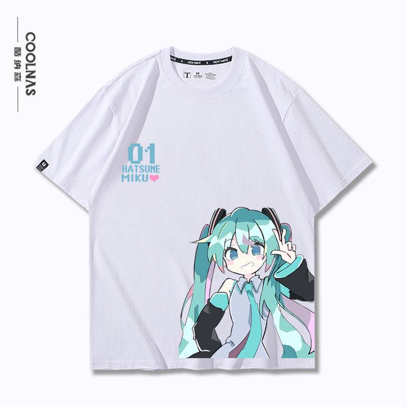 Hatsune Miku Miku Animation Anime Cartoon Around Pure Cotton Printed TShirt New Unisexs and Unisexs Loose Casual TShirt