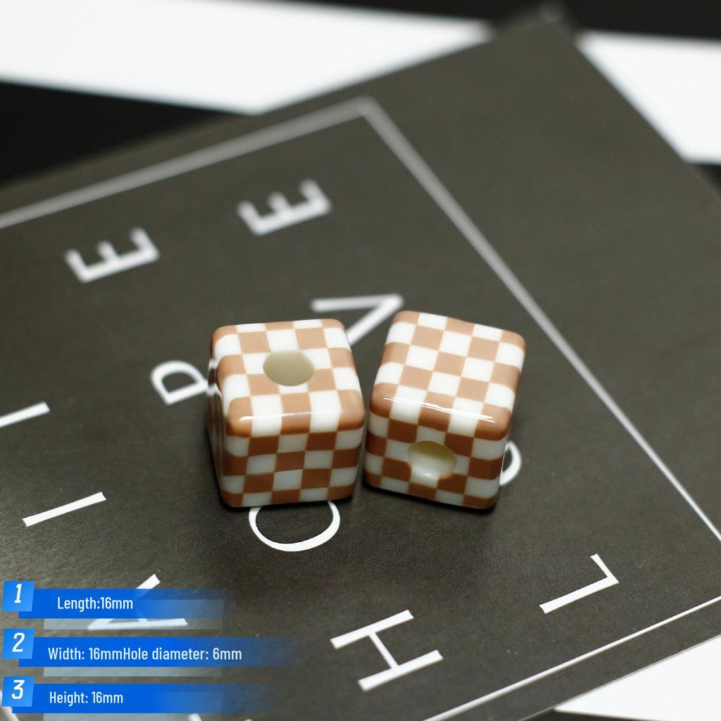 Acrylic Checkered Square Beads DIY Phone Chain Pendant Jewelry Accessories