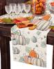 Fall Thanksgiving Pumpkin Linen Table Runner Tabletop Decor Autumn Harvest Kitchen Dining Table Runner Holiday Party Decor