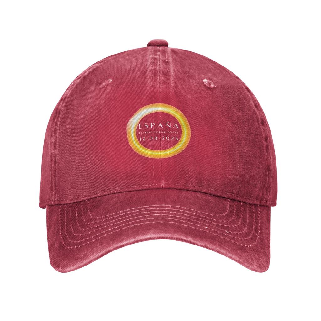 Spain Total Solar Eclipse Baseball Cap Distressed Washed Totality Event Snapback Unisex Outdoor All Seasons Gift Caps Hat