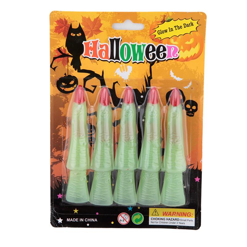 10KS/SADA Halloweenské maškarní doplňky Zombie Čarodějnické kryty prstů Čarodějnické nehtové rekvizity Kryty falešných nehtů Svítící nehty, Vhodné pro