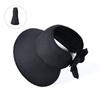 8480 Summer Sun Protection Visor Fashion Big Brim Empty Top Hat Children's Outdoor Foldable Beach Straw Sun Hat