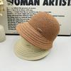 Breathable and Not Stuffy Hollow Knitted Bucket Hat Women's Spring and Summer Versatile Face Small Sunshade Basin Hat Metal Label Hat