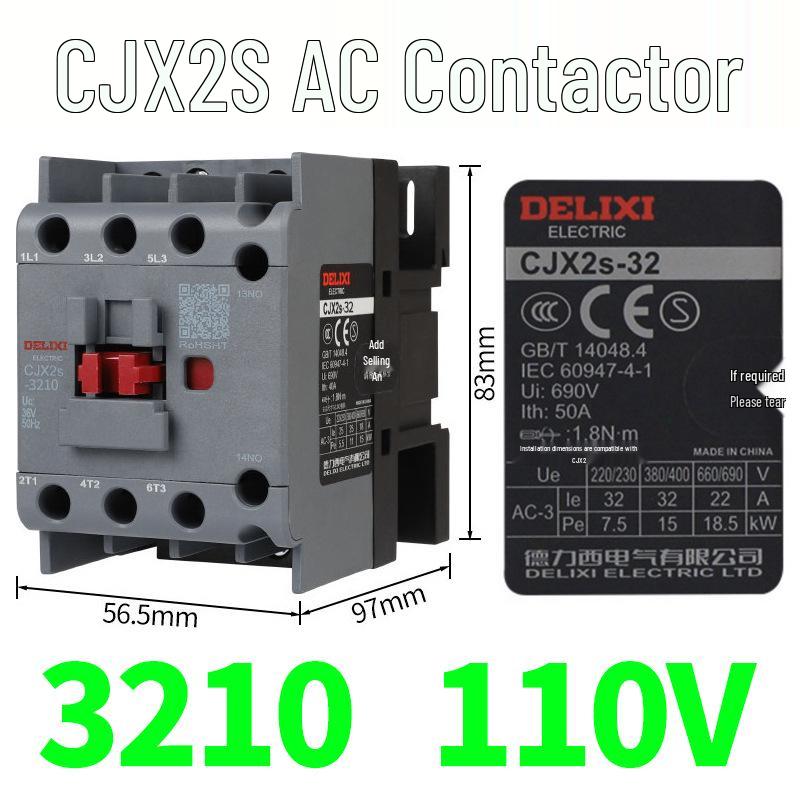 DELIXI CJX2S-3210/3201/3211 AC Contactor (220V/380V/110V/24V/36V)