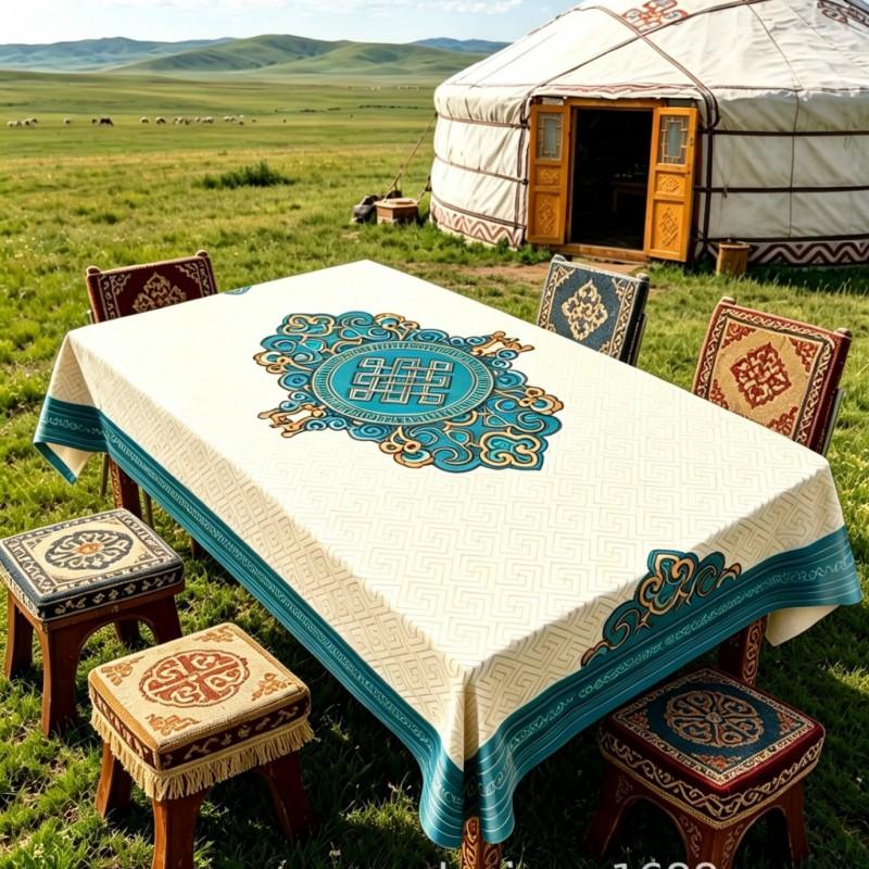 Waterproof Oil-proof Heat-resistant PVC Tablecloth Ethnic Style Stain-resistant Easy-clean Table Cover Dining Room Kitchen