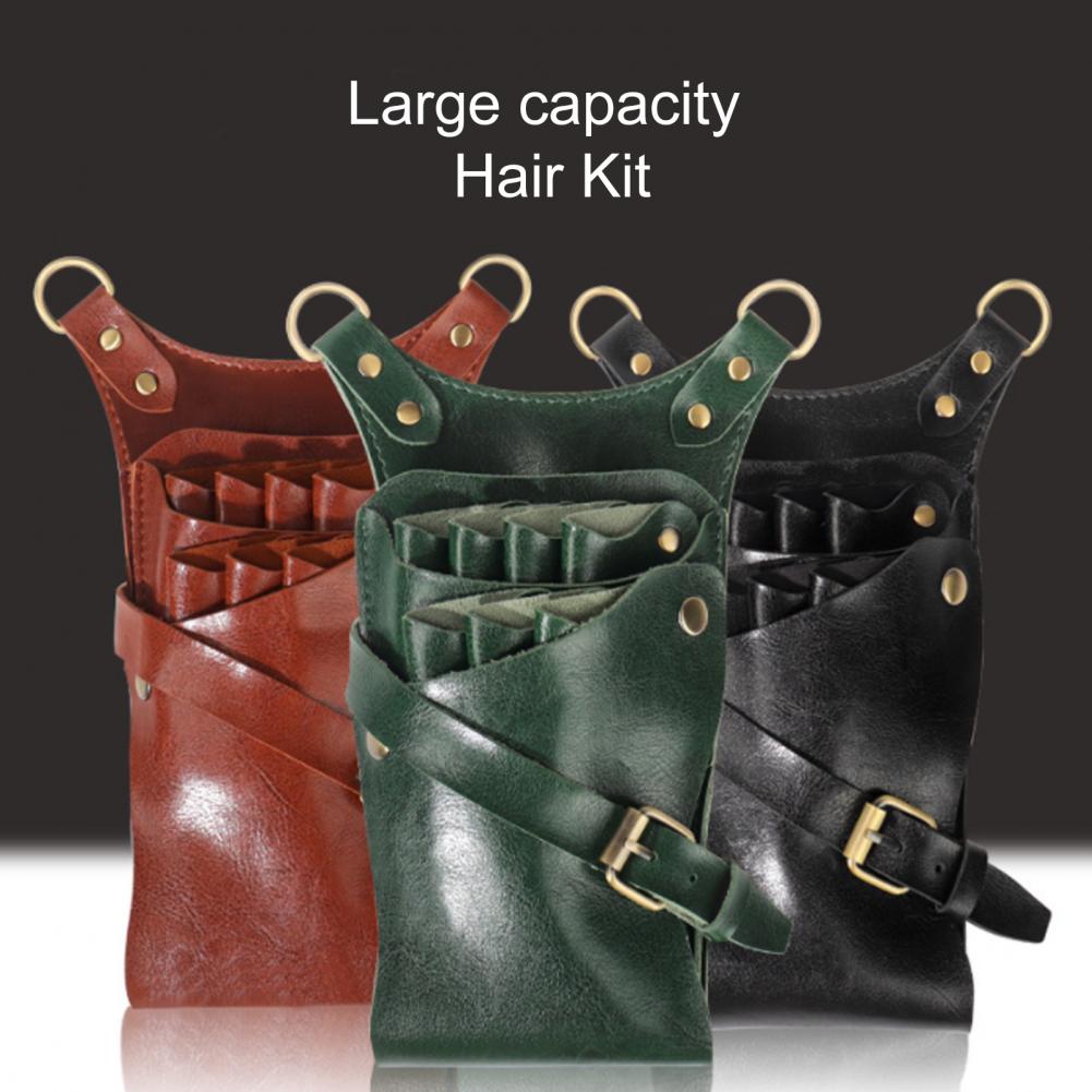 Hair Scissor Bag 7 Slots Faux Leather Hair Scissor Bag Clips Bag Hairdressing Barber Scissor Holster Pouch Holder Case With Belt