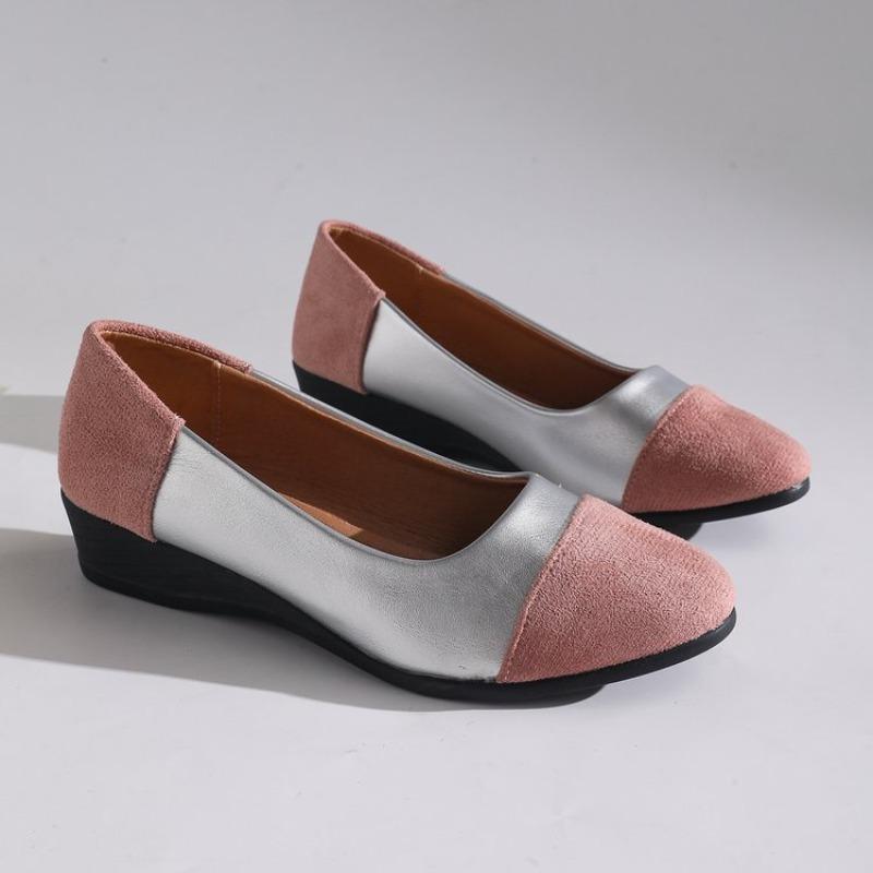 Fashion 2025 Spring New Women's Shoes Fashion Color Blocked Shoes Light Mouth Pointed Flat Bottom Small Single Shoes for Women