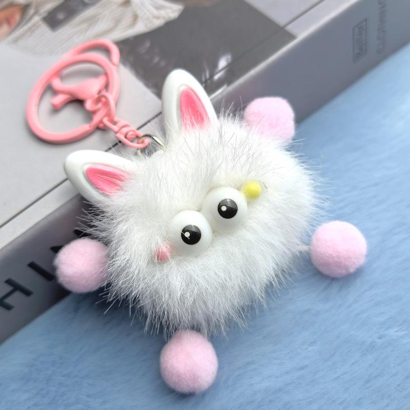 Imitation Mink Ears Elf Plush Cartoon Pendant Furry Cute Cartoon Fur Ball Couple Bestie Gift Keychain