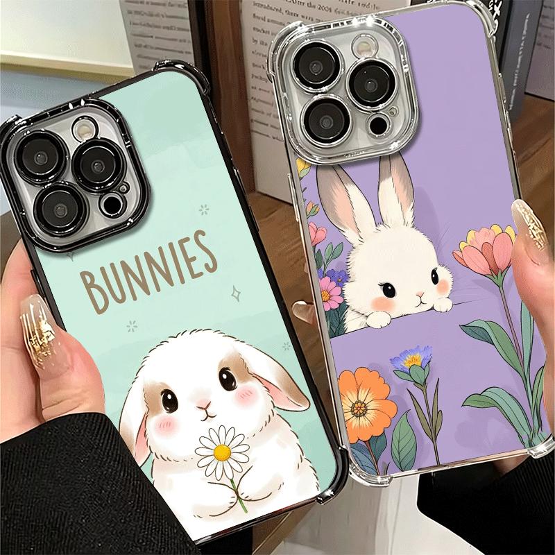 Cute Cartoon Bunny Rabbit Plating Phone Case For Xiaomi Poco X5 X6 X7 X8 Pro Max F8 Ultra F7 M8 M7 M5S Redmi 15C 15 14C 13C 13 X