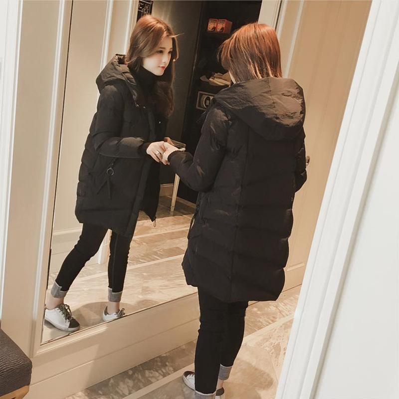 Dámská podzimní a zimní prošívaná bunda větší velikosti, zesílená dlouhá bunda nad kolena, štíhlá kapuce, teplé svrchní oblečení