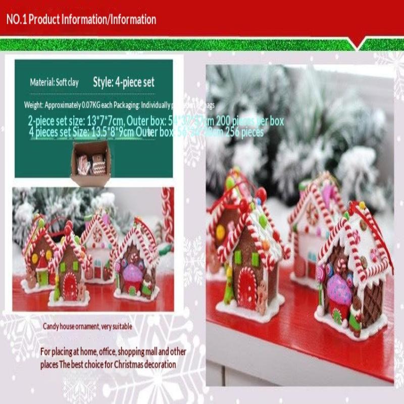 1Pc House Ornaments Holiday Christmas Tree Ornament Gingerbread Christmas Decor With Rope Gingerbread House Decor