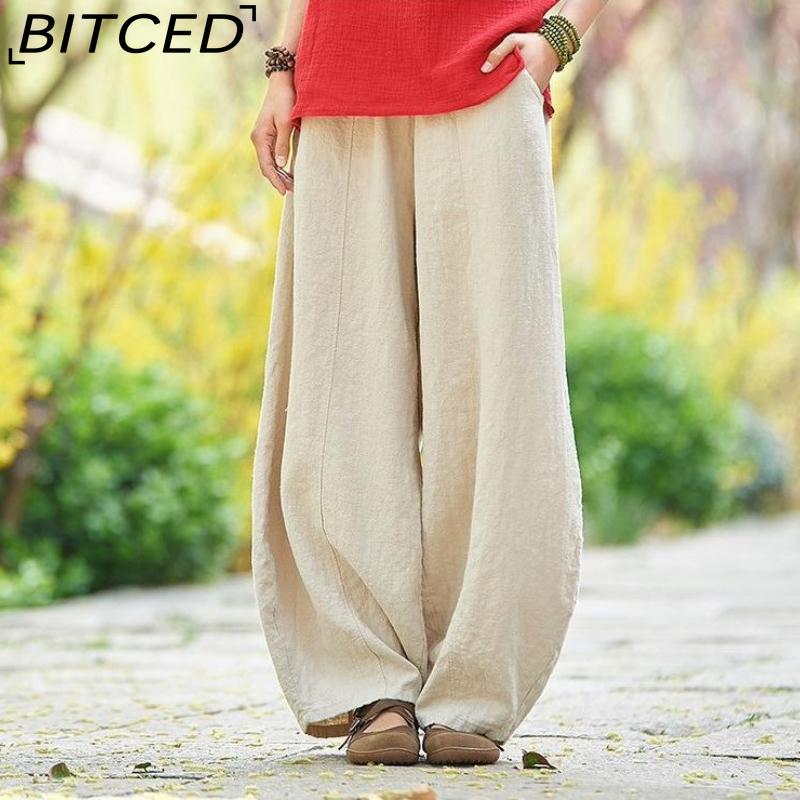 BITCED Women's Fashion Casual Solid Color Print Pants & Capris
