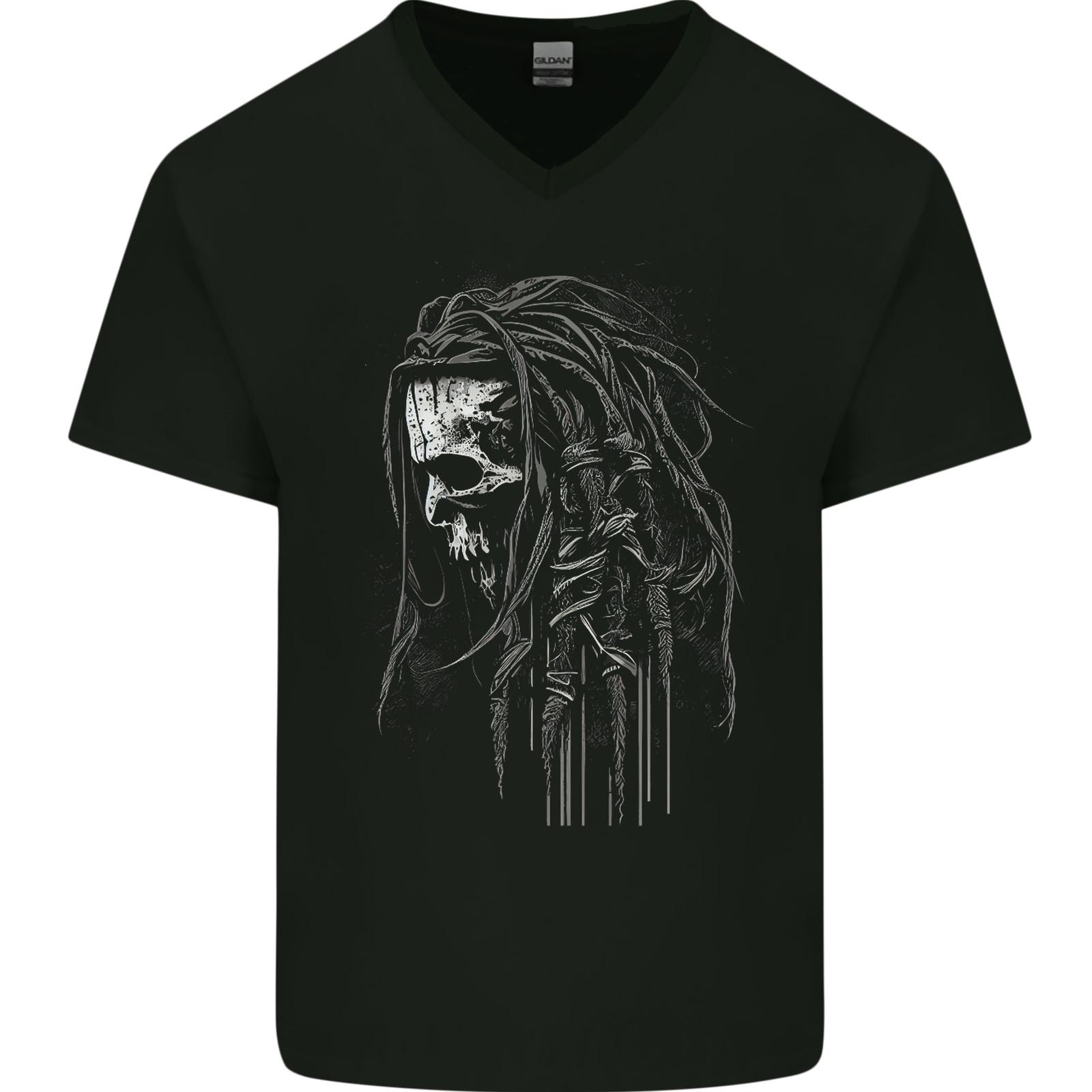 Reggae Music Skull Rastafarian Mens VNeck Cotton T-shirt XXL