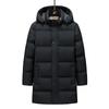 Men's Solid Color Cotton Jacket with Added Fat, Plus Size, Thick and Warm, Long Over The Knee Hooded Cotton Jacket