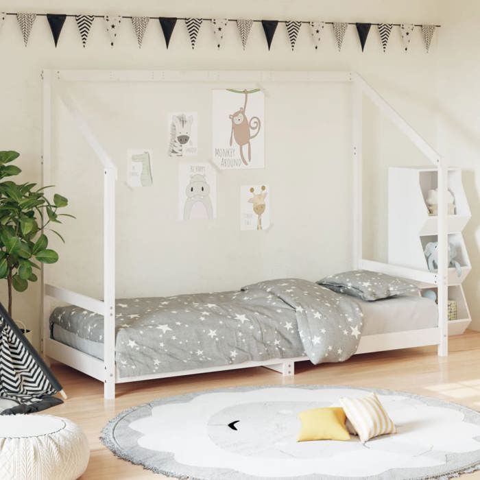 VidaXL Cadre de Lit pour Enfants, Lit Simple avec Sommier à Lattes, Meuble de Chambre à Coucher, Moderne, Blanc 80x200 cm 835701