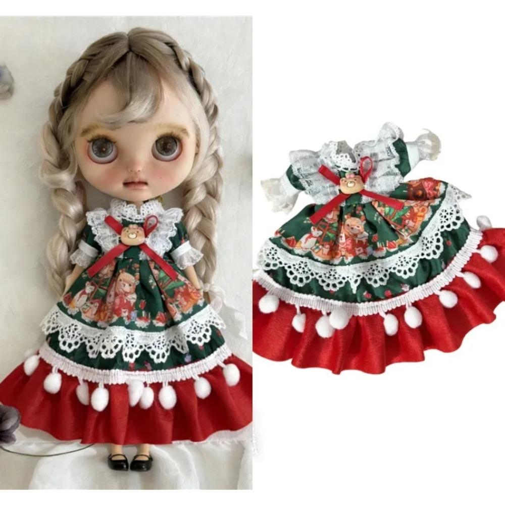 For Blythe Doll Winter Flower Coat Outfit Clothing Princess Dress Skirt Lace Maid Fastfood M Clothes OB24 OB22 1/6 Accessories