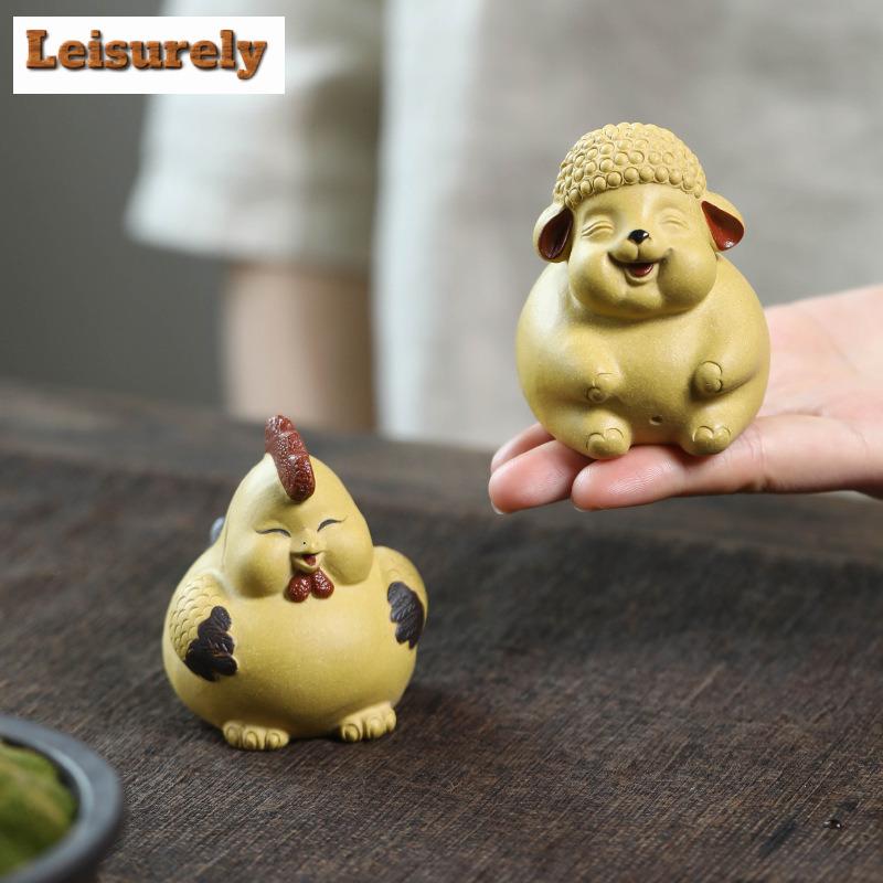 Yixing Zisha Zodiac Little Chicken Cute Sheep Tea Pet Aesthetic Fish Tank Landscaping Tea Figurine Play Toys Tea Statue Ornament