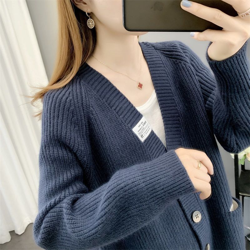 Knitted Cardigan for Women In A Laid-back Style for Autumn and Winter Korean Sweater Coat Loose Knitted Sweater for Women