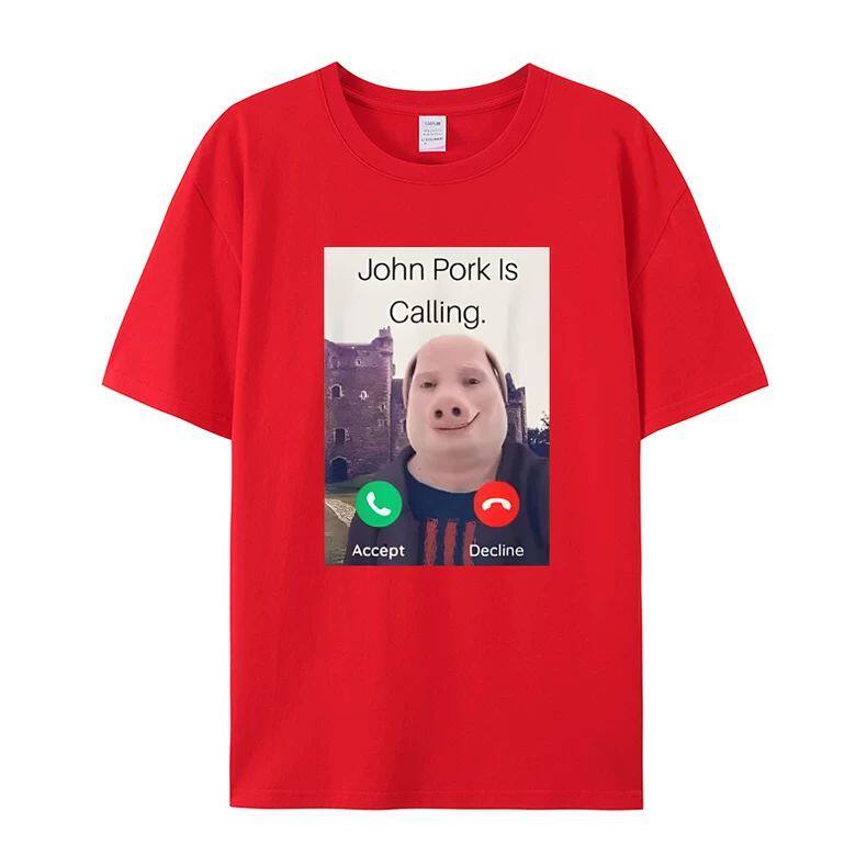 John Polk Is Answering A Phone Call on A Humorous and Interesting Pig Lover Printed Tshirt for Unisex and Women Casual Tshirt