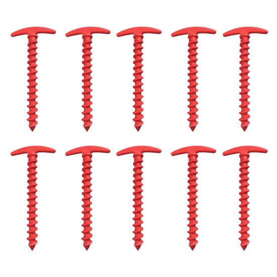 10Pcs Plastic Screw-in Tent Stake, Heavy Duty T-shaped Canopy Tent Peg, Windproof Spiral Ground Stake for Outdoor Camping Hiking