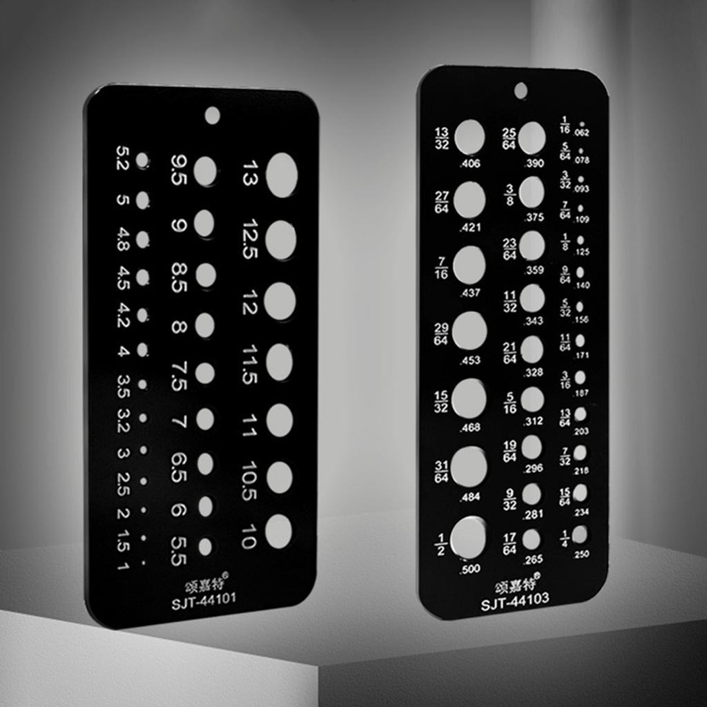 Metric/Inch Drill Bit Gauge Stainless Steel Fractional Drill Bit Size Gauge Measuring Tools 29 Holes Drill Bit Gauge