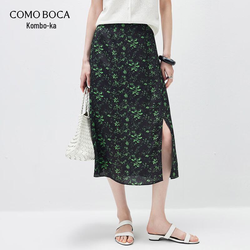 Women s Mulberry Silk Polka Dot Print Midi Skirt M