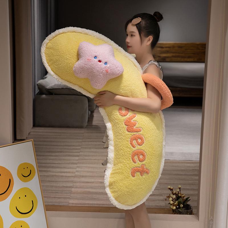 Cute curved throw pillow, long pillow, bed cushion, girls sleep on their sides, pinch their legs, women's pillow, bedside long cushion